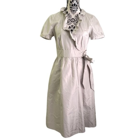 J. Crew Blakley Silk Taffeta Ruffle Wrap Dress - Picture 3 of 11